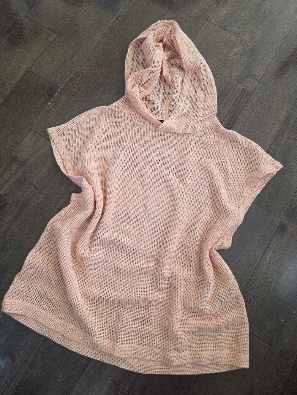 Zara Pale Pink/Peach Knit Mesh Hooded Cover-up Top Medium